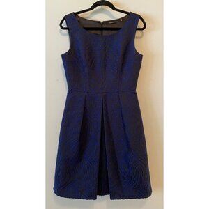 Tahari Womens Blue & Black Sleeveless A-Line Dress Small